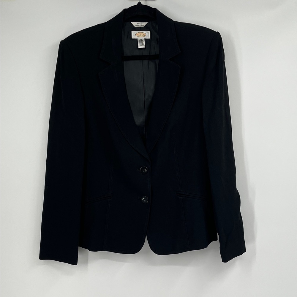Talbots Elegant Black Italian Fabric Blazer Size 12